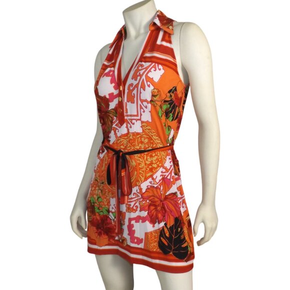 CACHE Mini Dress/Long Top, S, Ultra short, Collar, Sash/Belt, Snaps, Sleeveless - Picture 4 of 12